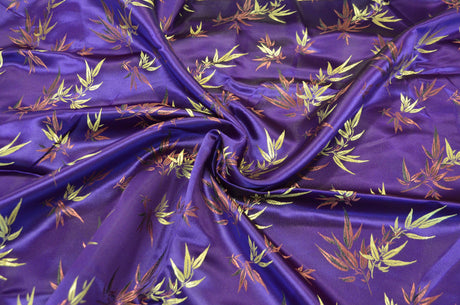 Oriental Bamboo Brocade | Chinese Bamboo Brocade | 45" Wide | Chinese Brocade Fabric | Fabric mytextilefabric Yards Purple 