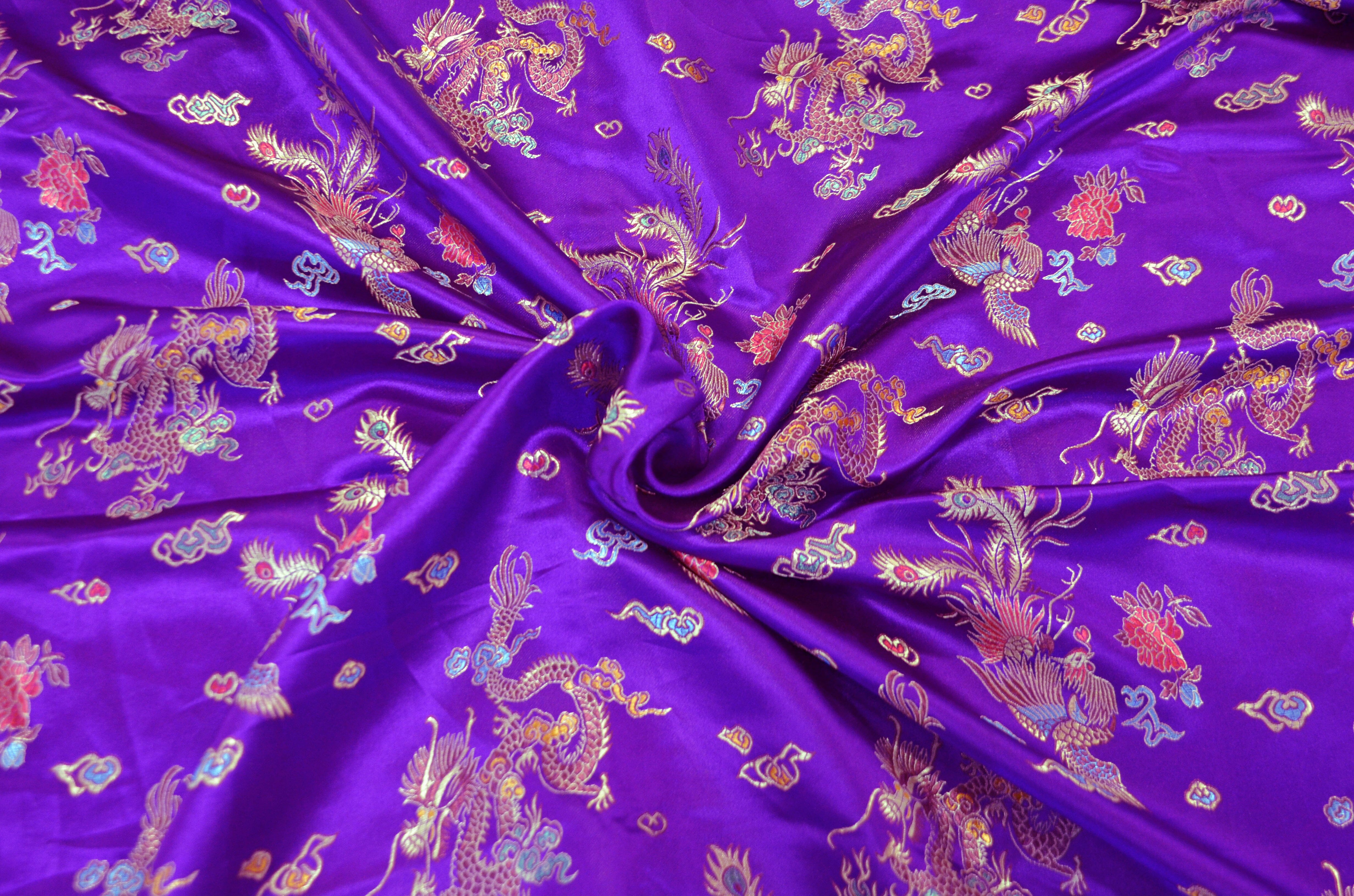 Dragon Brocade | Chinese Dragon Brocade | 45" Wide | Chinese Brocade Fabric | Fabric mytextilefabric Yards Purple 