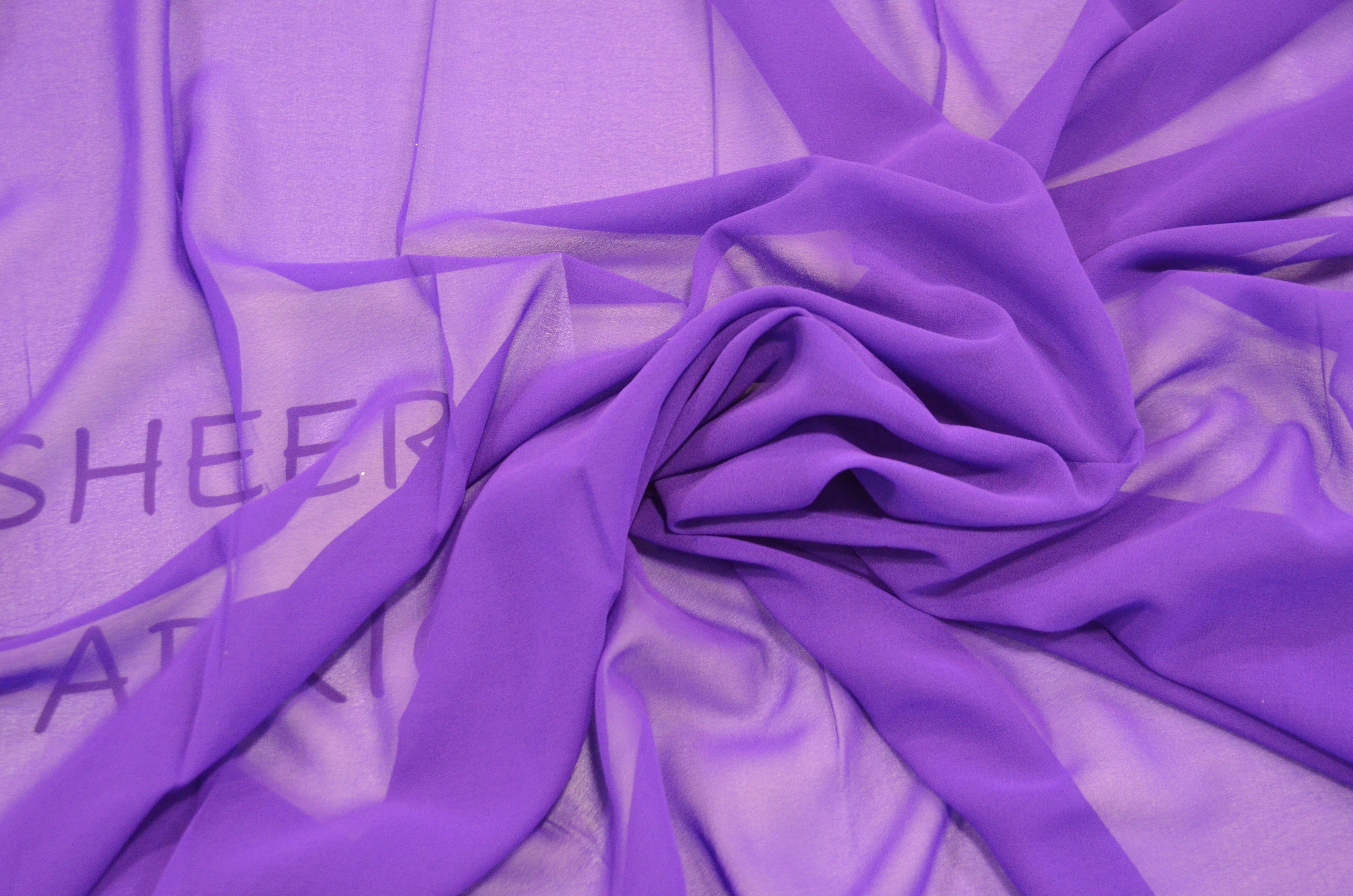 Silky Chiffon Fabric | Imitation Silk Chiffon | Super Soft & Flowy | 43" Wide | 100% Polyester Fabric mytextilefabric Sample Swatches Purple 