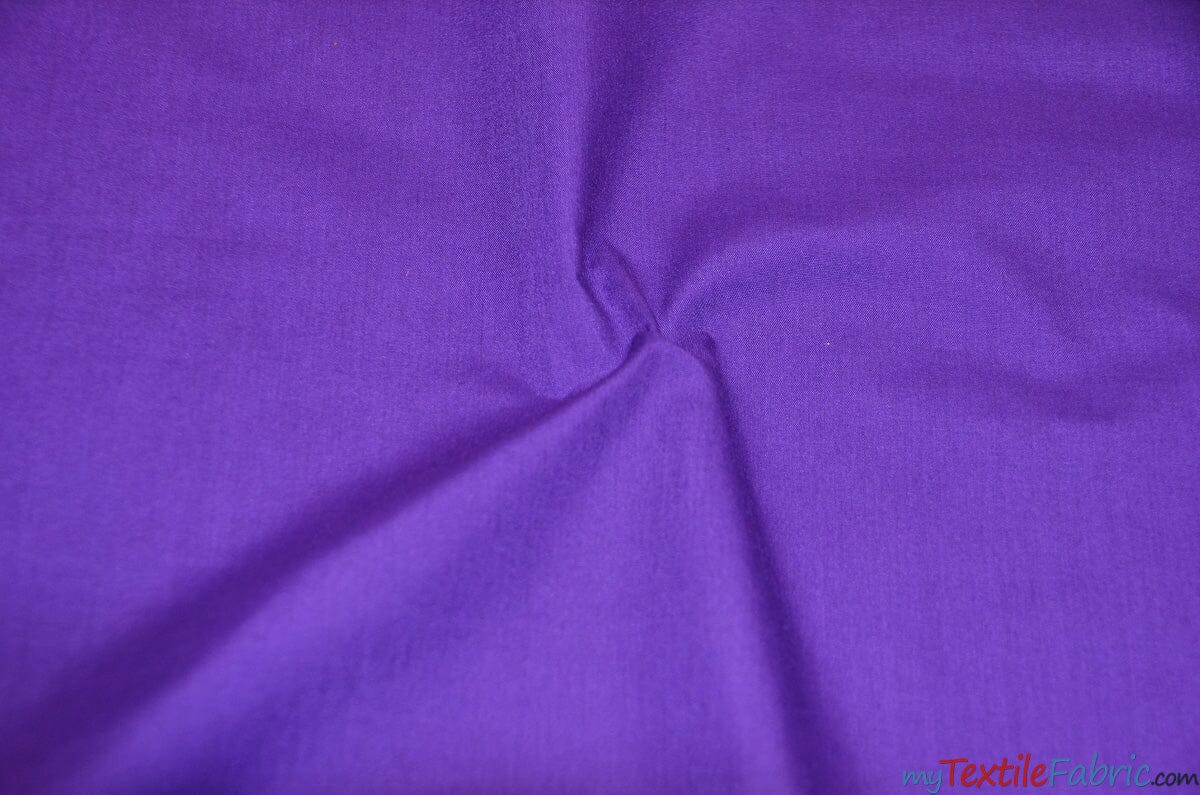 Polyester Cotton Broadcloth Fabric | 60" Wide | Solid Colors | Continuous Yards | Multiple Colors | Fabric mytextilefabric Yards Purple 