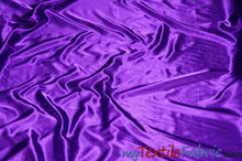 Load image into Gallery viewer, Stretch Charmeuse Satin Fabric | Soft Silky Satin Fabric | 96% Polyester 4% Spandex | Multiple Colors | Wholesale Bolt | Fabric mytextilefabric Purple 