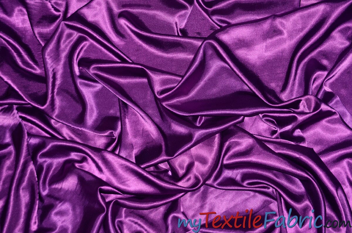 Stretch Charmeuse Satin Fabric | Soft Silky Satin Fabric | 96% Polyester 4% Spandex | Multiple Colors | Sample Swatch | Fabric mytextilefabric Light Plum 