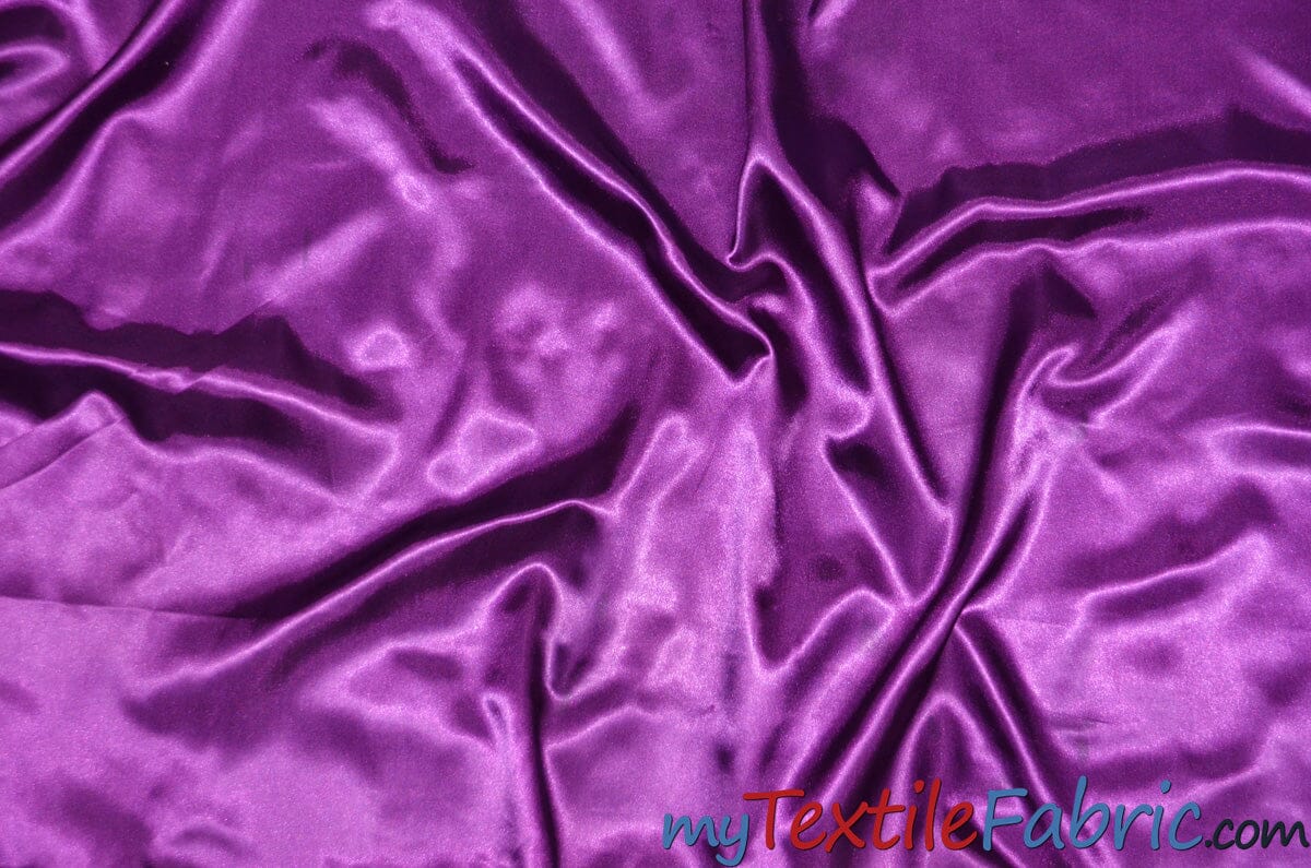 Stretch Charmeuse Satin Fabric | Soft Silky Satin Fabric | 96% Polyester 4% Spandex | Multiple Colors | Wholesale Bolt | Fabric mytextilefabric Jewel Purple 