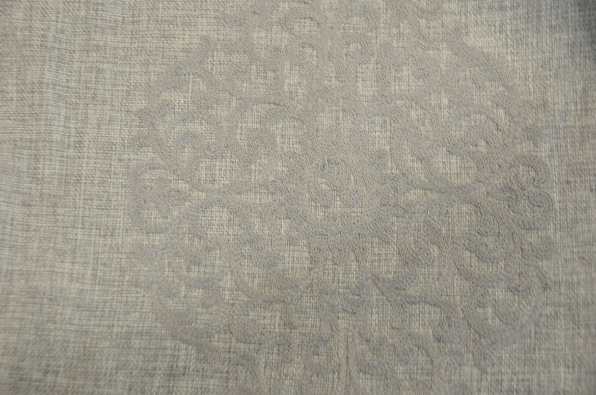 Embossed Faux Linen Embroidery for Drapery | 58" Wide | Off White and Light Silver | newtextilefabric 3"x3" Sample Swatch Light Silver 