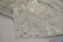 Load image into Gallery viewer, Oriental Metallic Paisley Brocade | 58&quot; Wide | Silver and Gold Metallic Paisley Brocade | Fabric mytextilefabric 