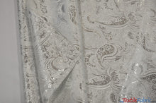 Load image into Gallery viewer, Oriental Metallic Paisley Brocade | 58&quot; Wide | Silver and Gold Metallic Paisley Brocade | Fabric mytextilefabric 