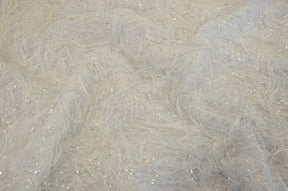 White Shaggy Brocade | White Metallic Eyelash Fabric | White Uragiri Lame | Non Stretch Lurex for Costume, Cosplay Top Dress, Apparel Fabric Fabric mytextilefabric 