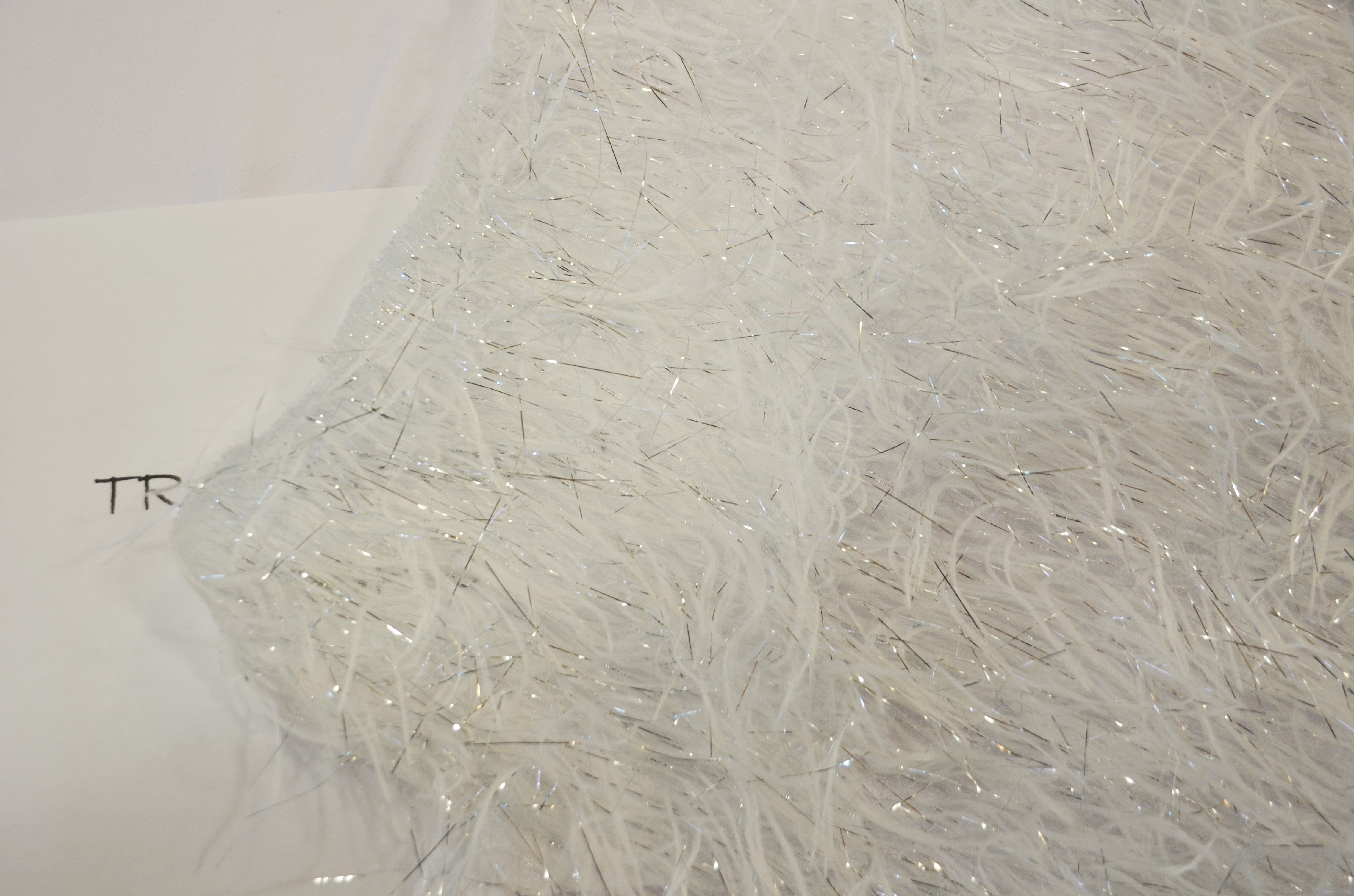 White Shaggy Brocade | White Metallic Eyelash Fabric | White Uragiri Lame | Non Stretch Lurex for Costume, Cosplay Top Dress, Apparel Fabric Fabric mytextilefabric 