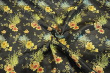 Load image into Gallery viewer, Oriental Floral Brocade | Chinese Flower Brocade | 45&quot; Wide | Chinese Brocade Fabric | Fabric mytextilefabric Yards Black 