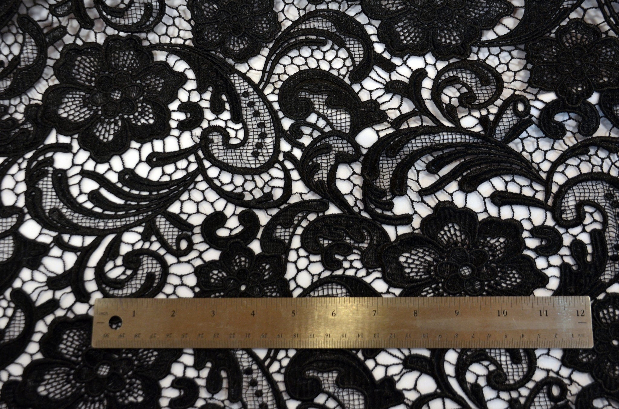 Black Polyester Lace Fabric by The Yard (100% Polyester)
