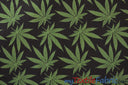 Marijuana Cannabis Leaf Cotton Fabric | 100% Cotton Print | 60" Wide | Ganja Flower Cotton Print | Hemp Leaf Cotton Print | Face Mask, Shirts, Herb Fabric | Fabric mytextilefabric Yards Black 