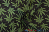 Marijuana Cannabis Leaf Cotton Fabric | 100% Cotton Print | 60" Wide | Ganja Flower Cotton Print | Hemp Leaf Cotton Print | Face Mask, Shirts, Herb Fabric | Fabric mytextilefabric 