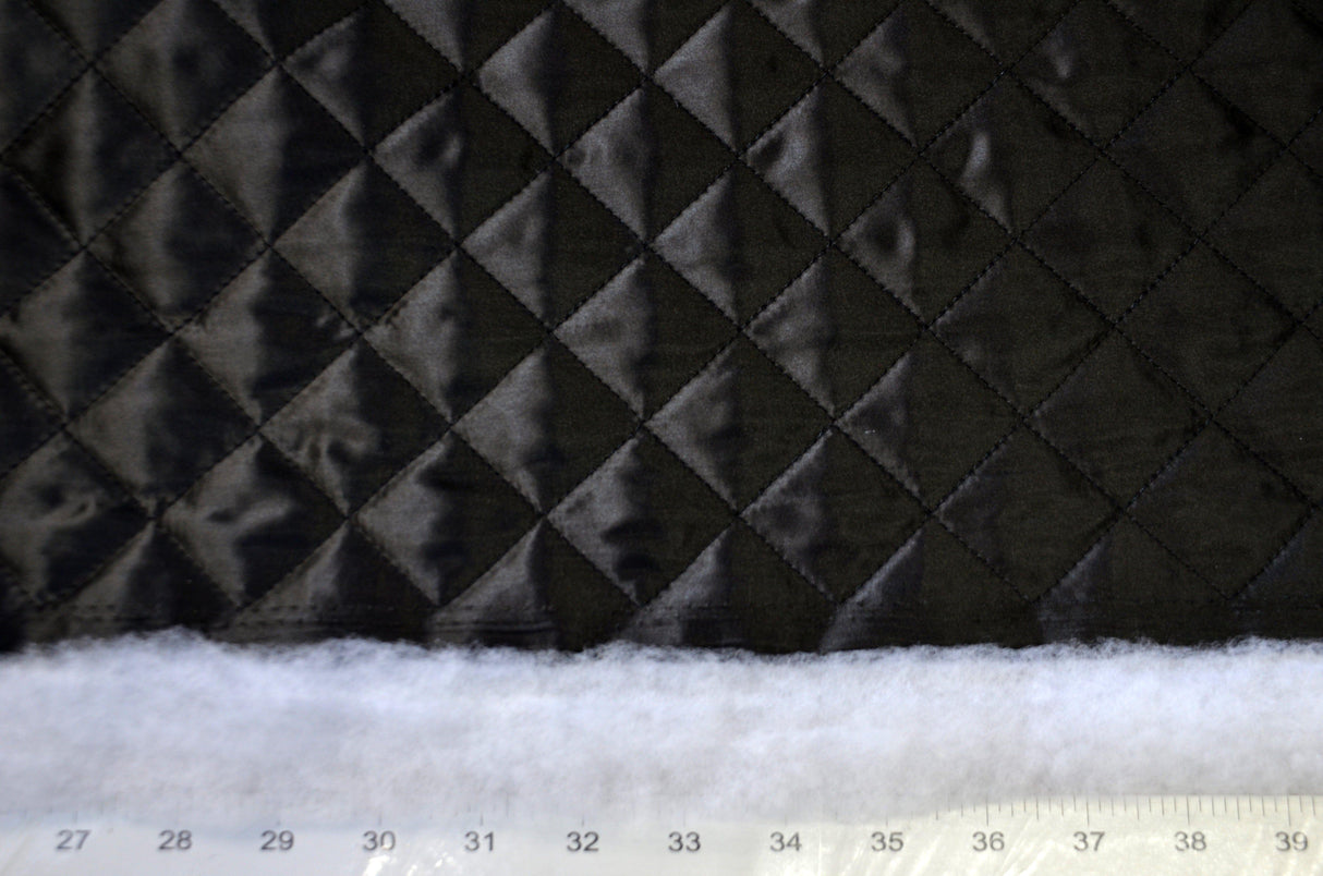 Quilted Satin Batting Fabric | 60" Wide | Padded Quilted Super Soft Satin | Silky Satin Quilted Padded Fabric | Jacket Liner Fabric | newtextilefabric Yards Black 