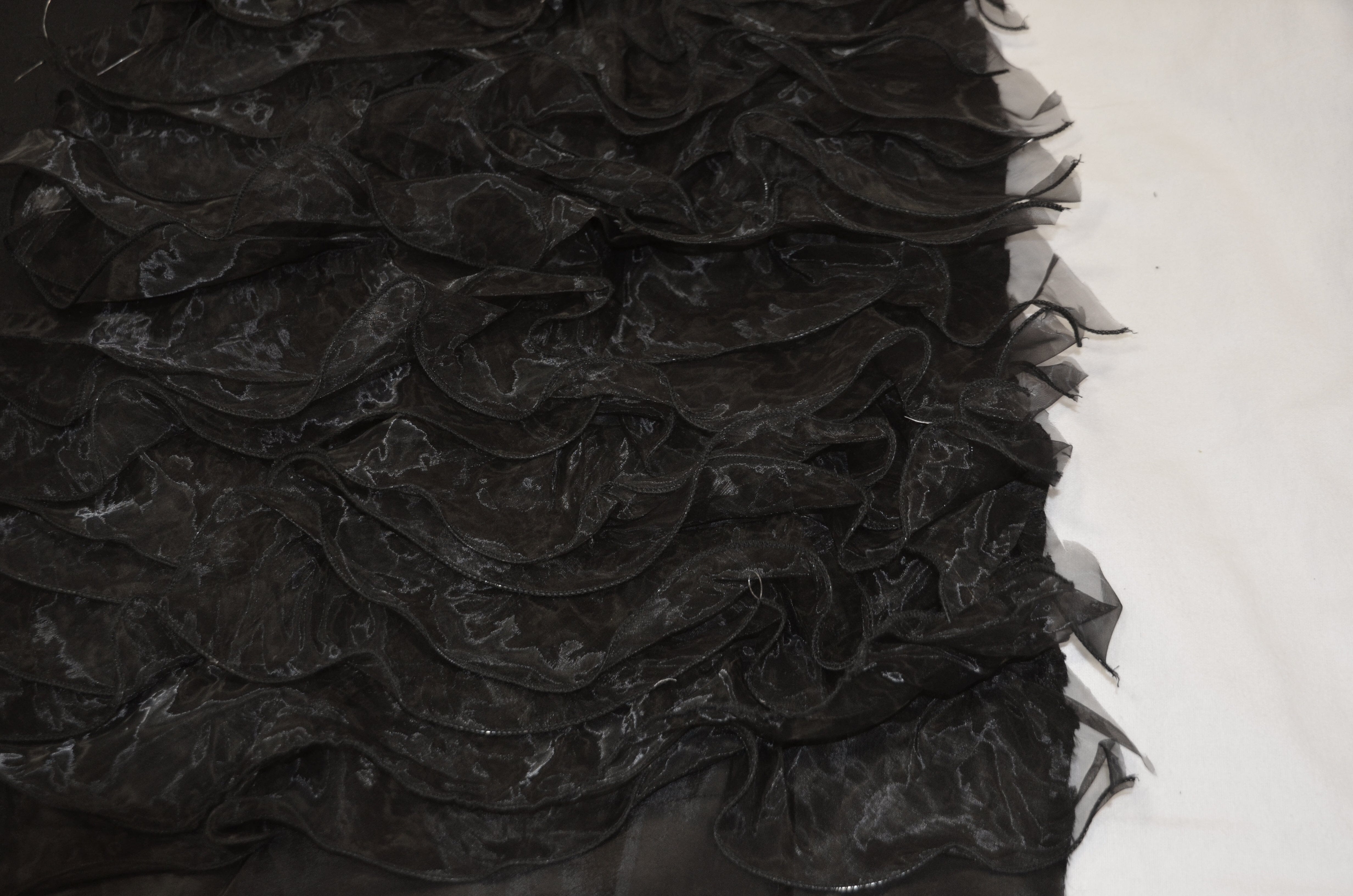 Organza Ruffled Taffeta Fabric | Layered Ruffle Taffeta Fabric | 57" Wide | Multiple Colors | Fabric mytextilefabric Yards Black 
