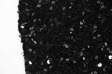 Load image into Gallery viewer, Sequins Stretch Velvet | Sequins on Plush Spandex Velvet | 60&quot; Wide | Multiple Colors | My Textile Fabric 3&quot;x3&quot; Sample Swatch Black 