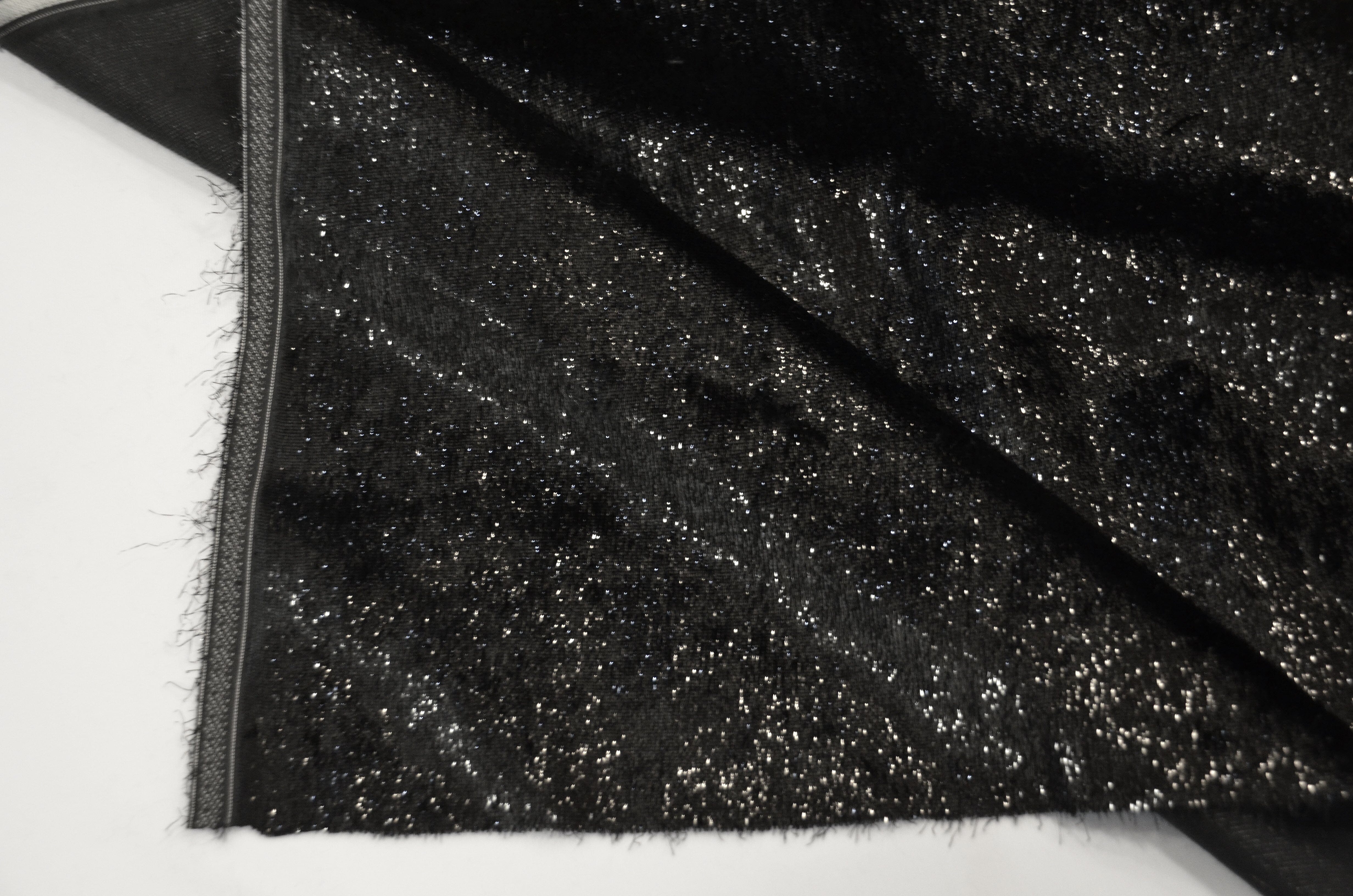 Black Silky Velvet with Metallic Lurex | 52" Wide | Polyester Super Soft Lurex Velvet | Soft Metallic Velvet for Dresses, Clothing, Skirts, Costume | Fabric mytextilefabric 