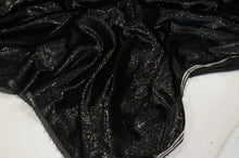 Load image into Gallery viewer, Black Silky Velvet with Metallic Lurex | 52&quot; Wide | Polyester Super Soft Lurex Velvet | Soft Metallic Velvet for Dresses, Clothing, Skirts, Costume | Fabric mytextilefabric 