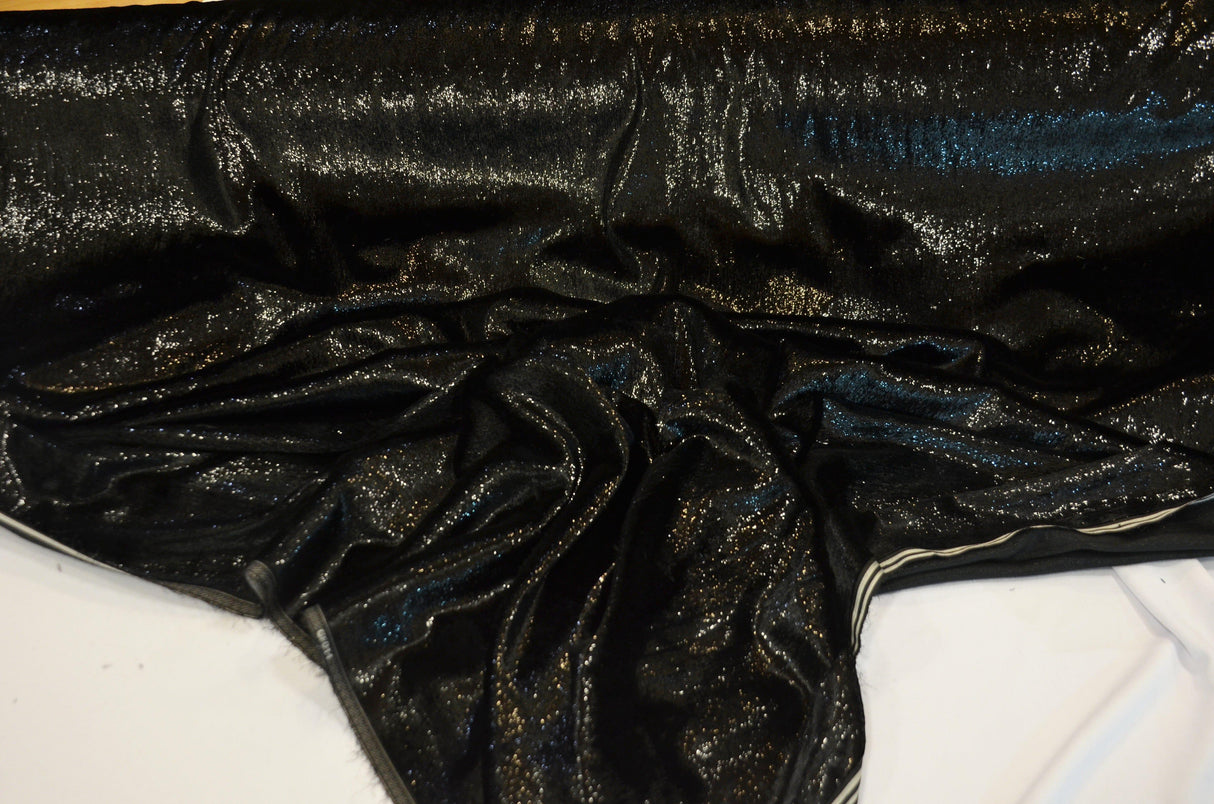 Black Silky Velvet with Metallic Lurex | 52" Wide | Polyester Super Soft Lurex Velvet | Soft Metallic Velvet for Dresses, Clothing, Skirts, Costume | Fabric mytextilefabric 