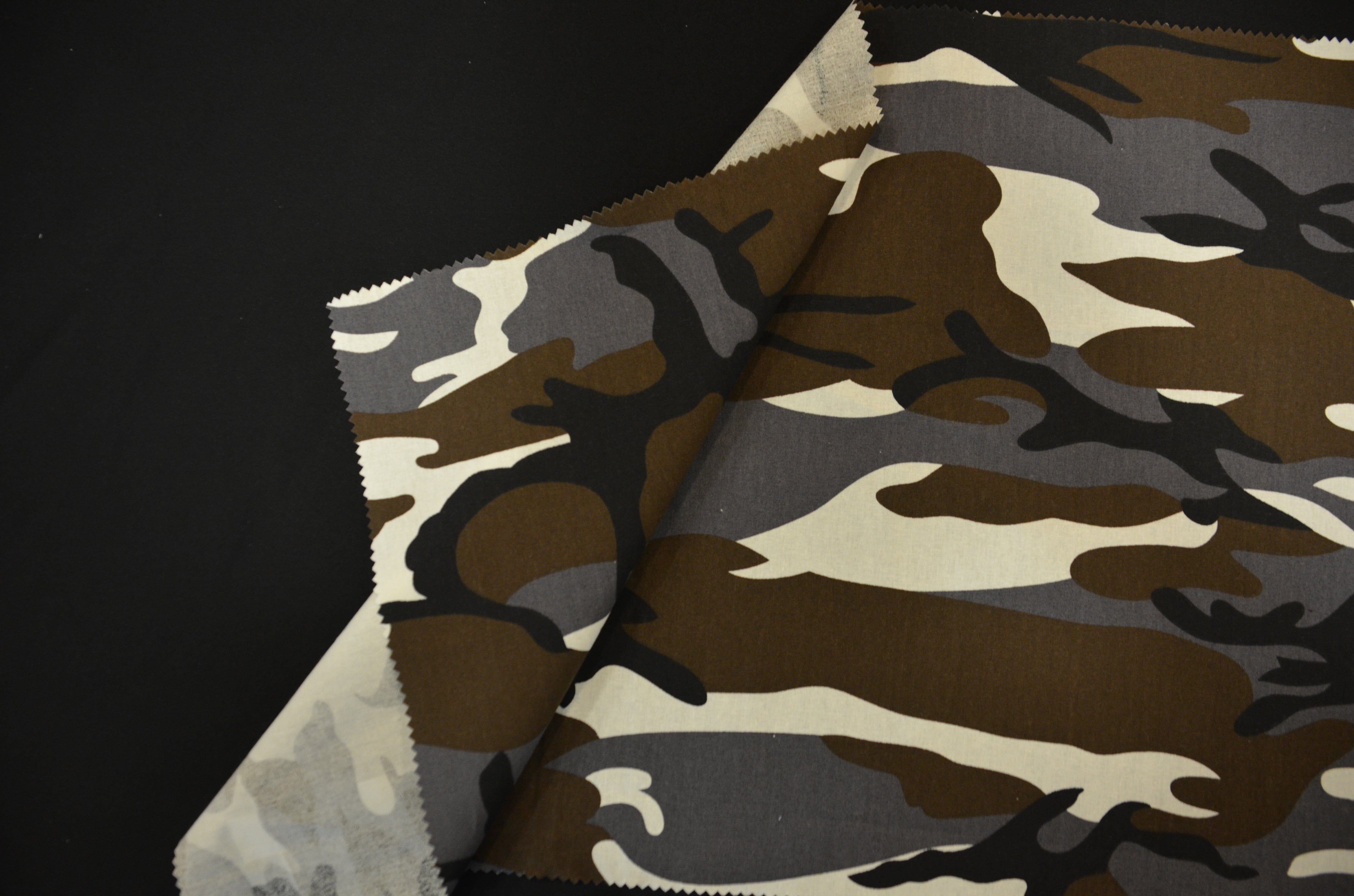 Grey Camouflage Cotton Print | 100% Cotton Print | 60" Wide | Fabric mytextilefabric 