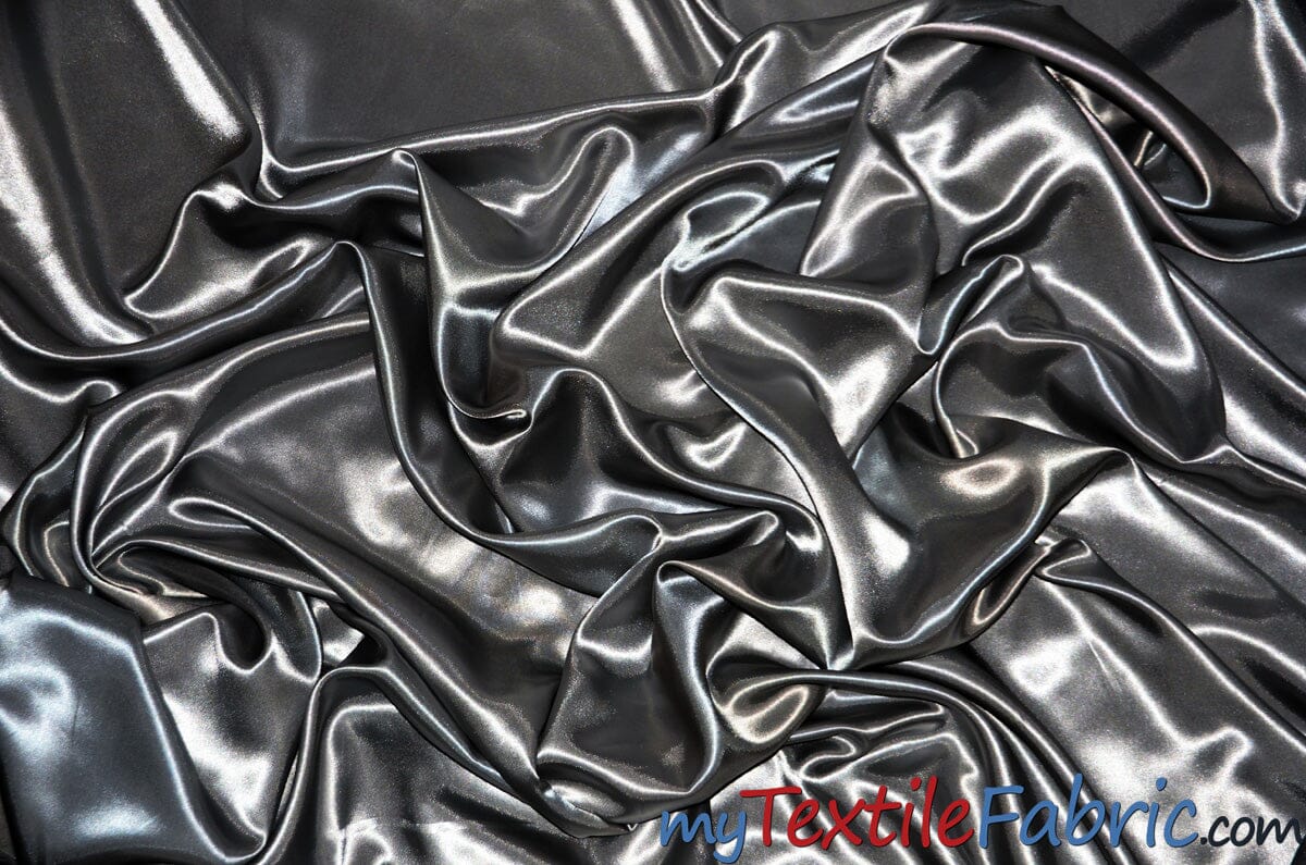 Stretch Charmeuse Satin Fabric | Soft Silky Satin Fabric | 96% Polyester 4% Spandex | Multiple Colors | Continuous Yards | Fabric mytextilefabric Grey 