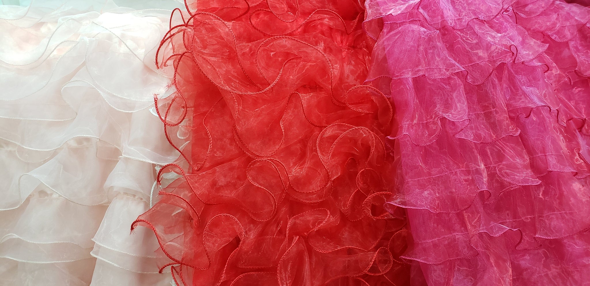 Organza Ruffled Mesh Fabric | Layered Ruffle Mesh Fabric | 57 Wide |  Multiple Colors 