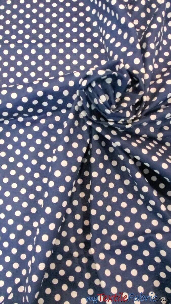 Navy White Polka Dot Cotton Print | 100% Cotton Print Fabric | 60" Wide | Fabric mytextilefabric 