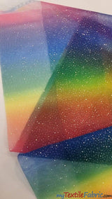 Rainbow Tulle Glitter Fabric | LGBT Fabric | 60" Wide | Multi Color Tulle with Sparkling Glitter | Great for Costumes, Tutu's, Wings, Dresses, Costume Fabric mytextilefabric 