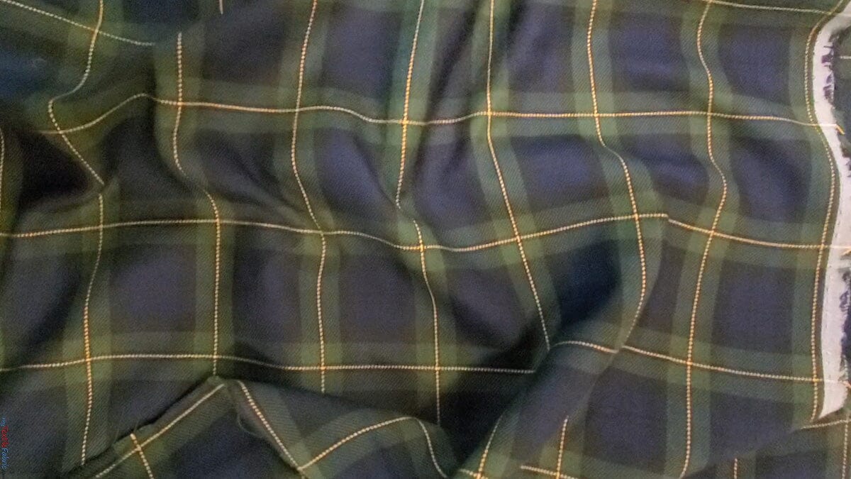 Green Blue Kilt Fabric | 60" Wide | Green Blue Tartan Fabric | Soft Poly Rayon Kilt | Decor, Napkins, Scarves, Costumes, Blanket, Face Mask, Kilt | My Textile Fabric 