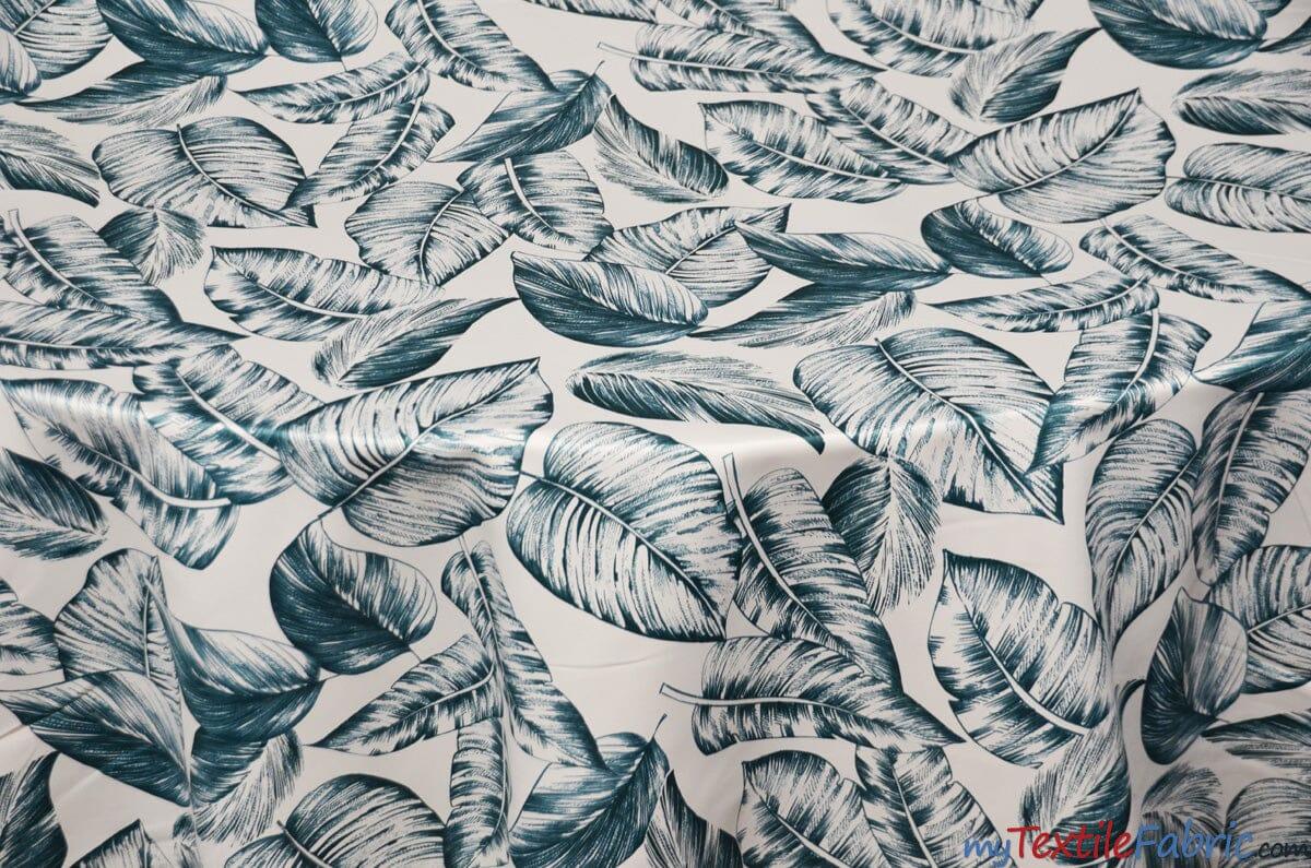 Bohemian Paradise Satin Print | Dull Satin Print | 58/60" Wide | 3 Colors | Tropical Banana Leaf Print | My Textile Fabric 