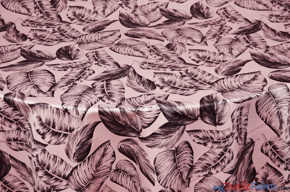 Bohemian Paradise Satin Print | Dull Satin Print | 58/60" Wide | 3 Colors | Tropical Banana Leaf Print | My Textile Fabric 