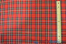 Load image into Gallery viewer, Christmas Red Kilt Fabric | 60&quot; Wide | Red Tartan Fabric | Soft Poly Rayon Kilt | Decor, Napkins, Scarves, Costumes, Blanket, Face Mask, Kilt | Fabric mytextilefabric 