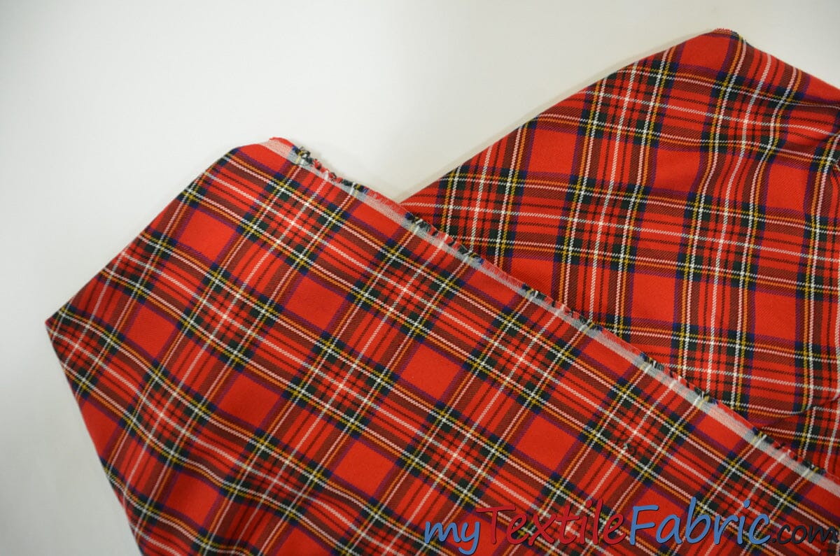 Christmas Red Kilt Fabric | 60" Wide | Red Tartan Fabric | Soft Poly Rayon Kilt | Decor, Napkins, Scarves, Costumes, Blanket, Face Mask, Kilt | Fabric mytextilefabric 
