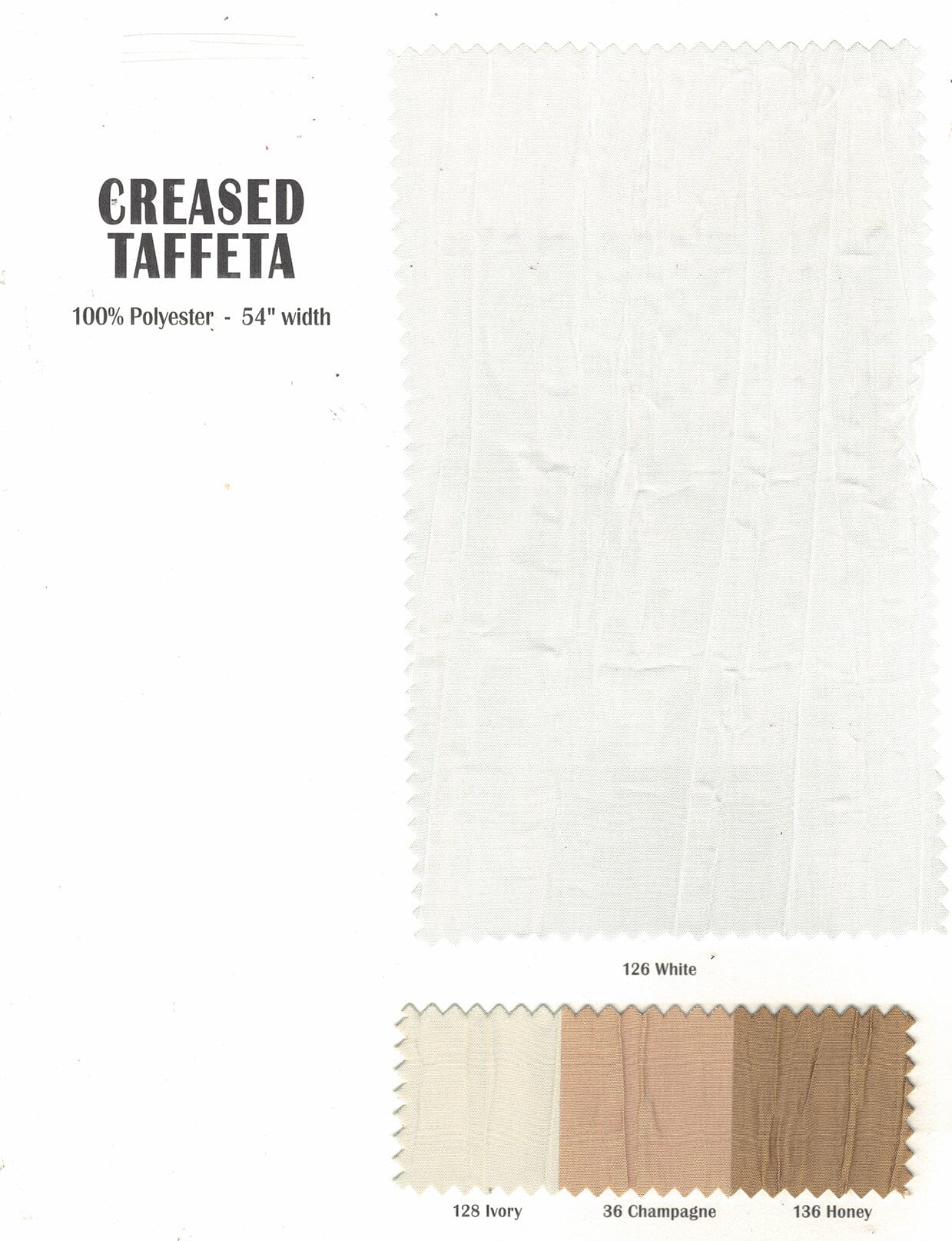 Crease Taffeta Fabric | Crush Taffeta | 52" Wide | Sample Swatch Page | Multiple Colors | Fabric mytextilefabric 