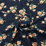 Load image into Gallery viewer, Love Flower Rayon Challis Fabric by the Continuous Yard | 60&quot; Wide | Floral Rayon Challis Fabric | Rayon Challis for Dresses and Skirts | Fabric mytextilefabric Yards Dark Navy 
