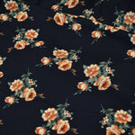 Load image into Gallery viewer, Love Flower Rayon Challis Fabric by the Continuous Yard | 60&quot; Wide | Floral Rayon Challis Fabric | Rayon Challis for Dresses and Skirts | Fabric mytextilefabric 3&quot;x3&quot; Sample Swatch Dark Navy 

