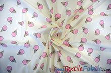 Load image into Gallery viewer, Pink Ice Cream Cone Cotton Fabric | 100% Cotton Print | 60&quot; Wide | Fabric mytextilefabric 