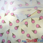 Load image into Gallery viewer, Pink Ice Cream Cone Cotton Fabric | 100% Cotton Print | 60&quot; Wide | Fabric mytextilefabric 
