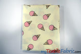 Pink Ice Cream Cone Cotton Fabric | 100% Cotton Print | 60" Wide | Fabric mytextilefabric 