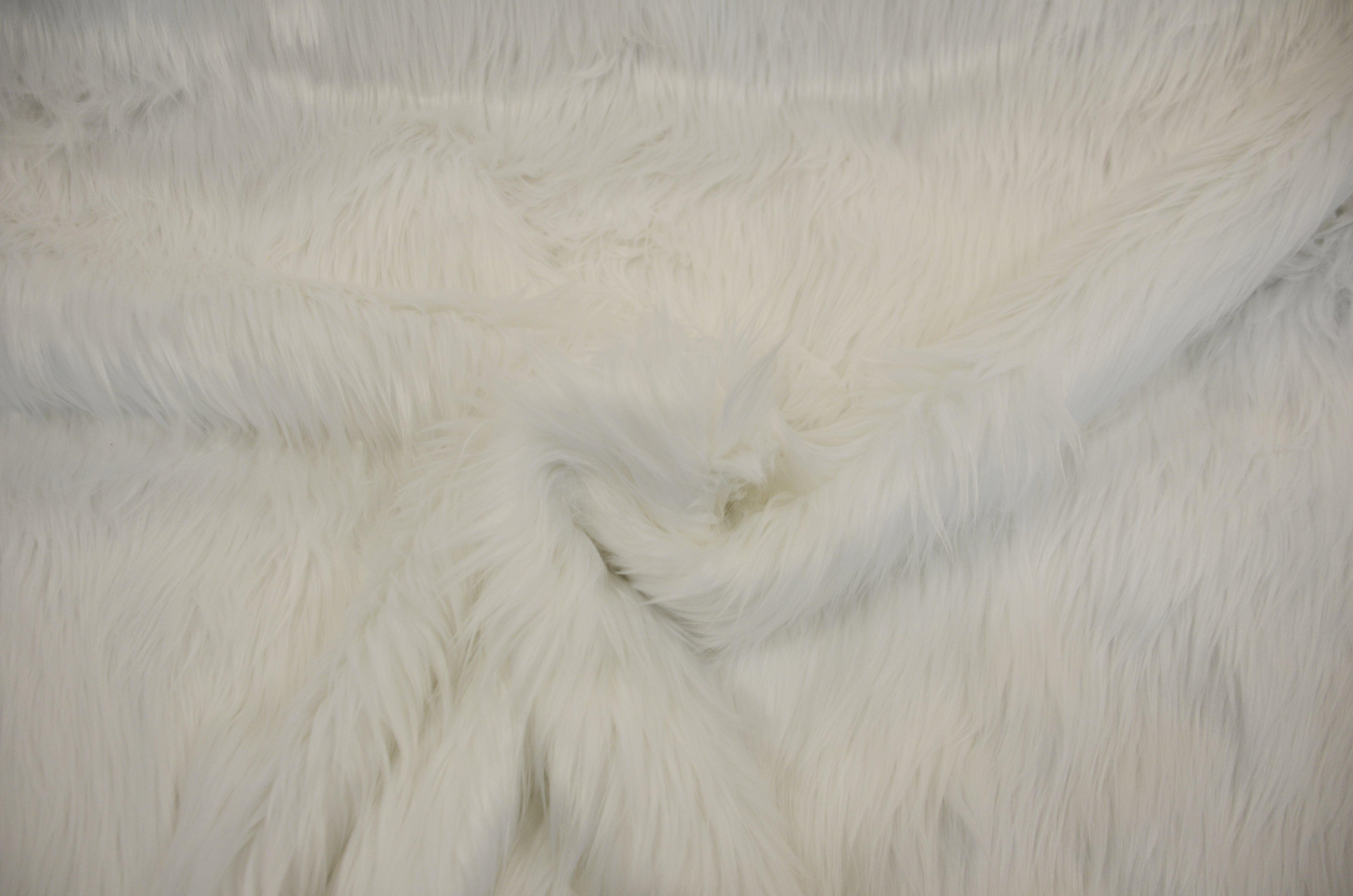 Super Luxury Faux Fur Fabric – White C592, 60" Wide, 100% Polyester, Medium Weight, By CRS Fur Fabrics