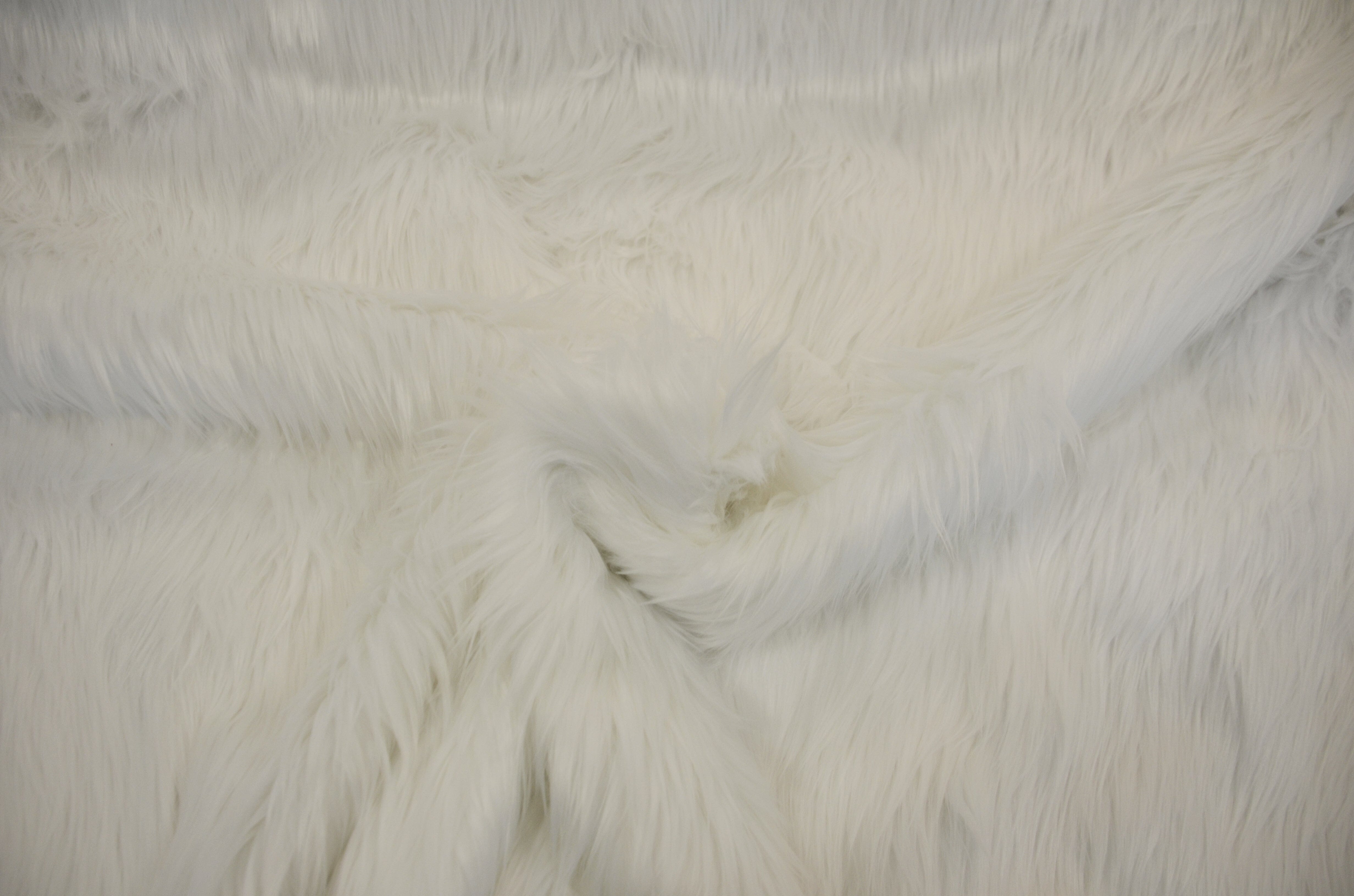 White Faux Fur 2 Pile | White Fur Fabric | Fursuit Fur | Fake Fur Fabric |  Costume & Cosplay Fur Fabric | Long Pile Faux Fur | White Shag 