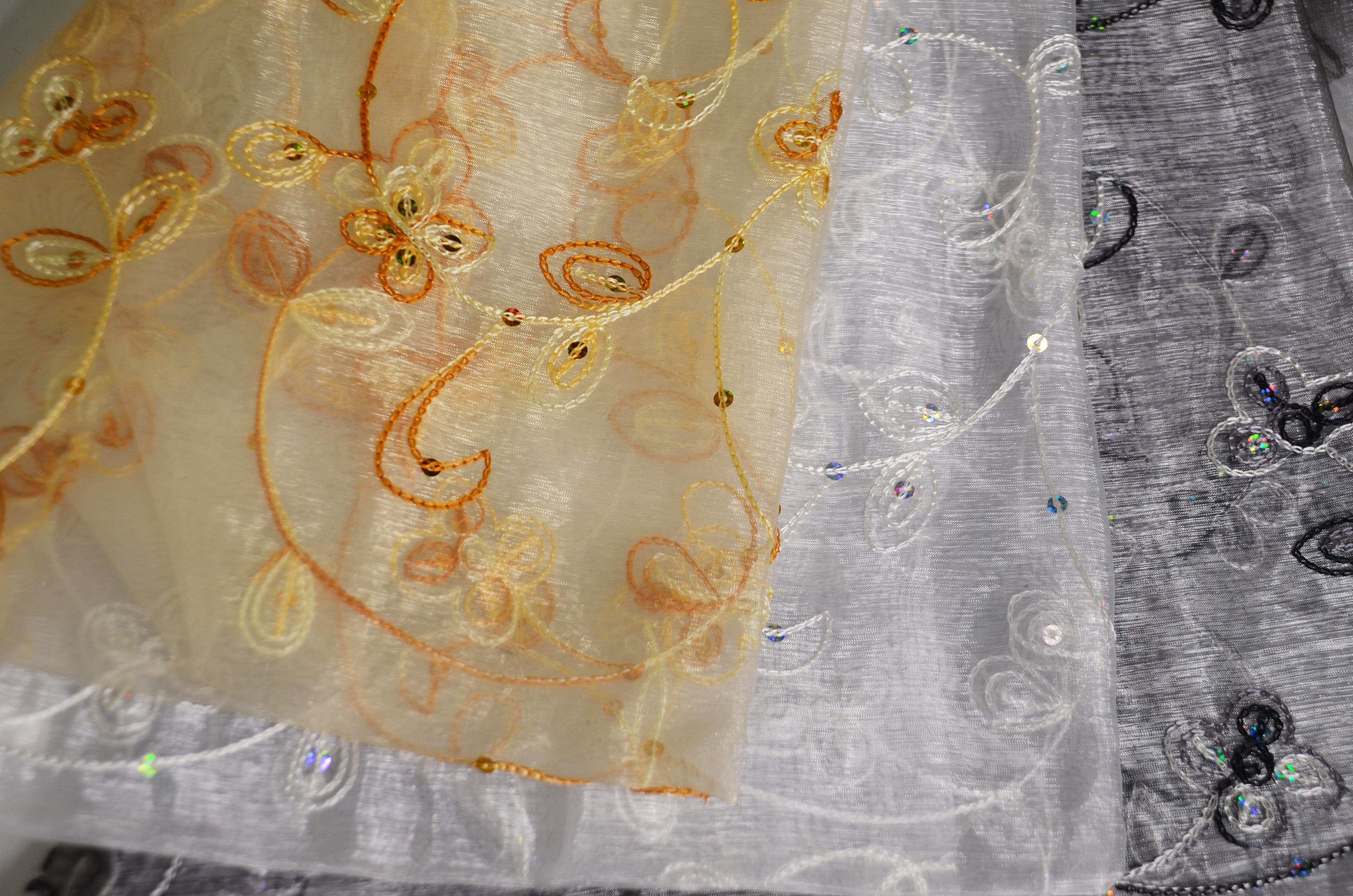 Embroidered Fabric made with thread embroidery on a cotton voile fabric