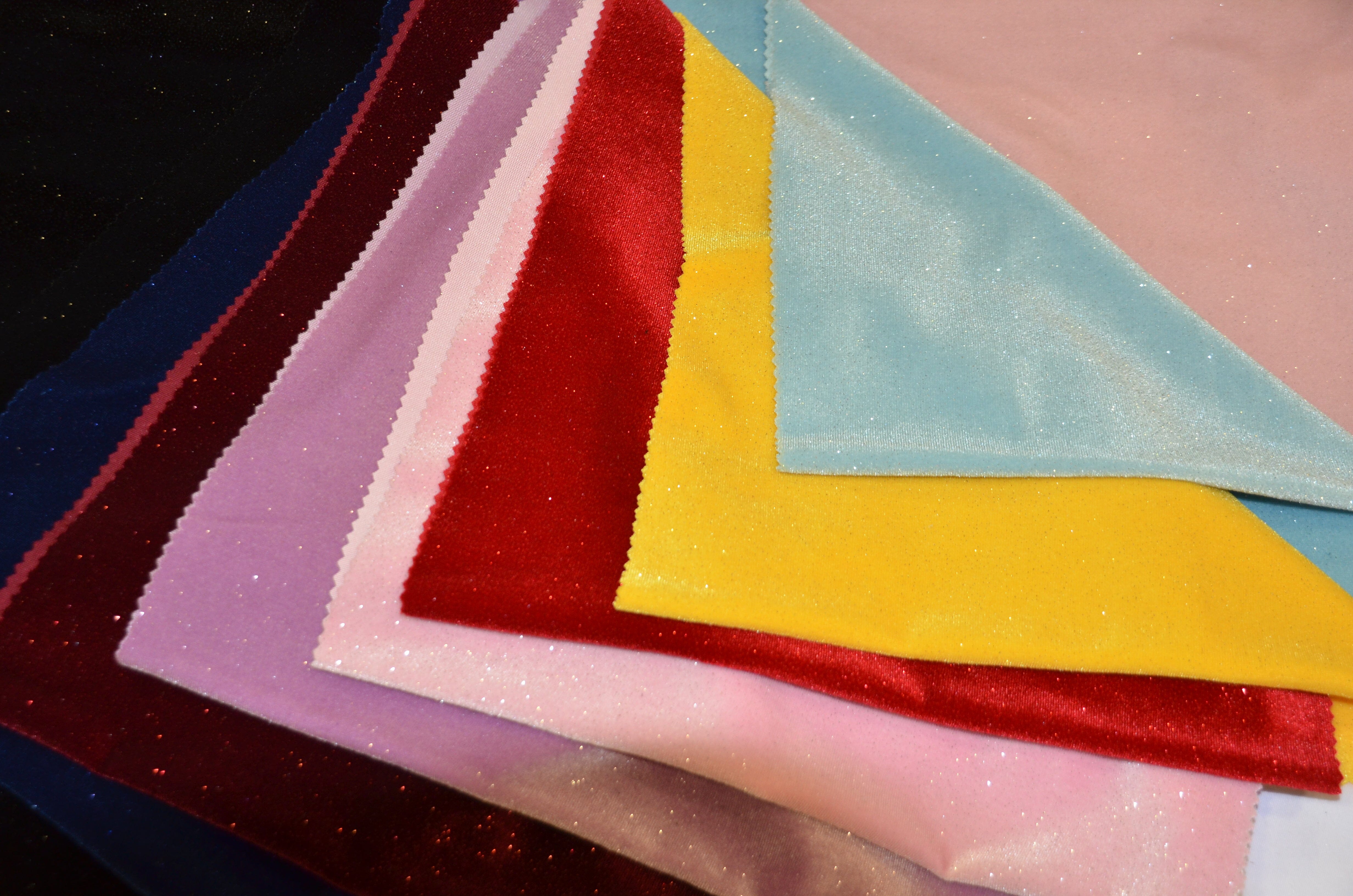 Glitter Stretch Velvet | Sparkling Glitter on Plush Spandex Velvet | 60" Wide | Multiple Colors | My Textile Fabric 