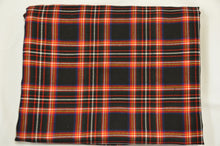 Load image into Gallery viewer, Irish Black Tartan Fabric | Black and Red Plaid Checker | 60&quot; Wide | Poly Rayon Kilt | Decor, Napkins, Scarves, Costumes, Blanket, Face Mask, Kilt | My Textile Fabric 3&quot;x3&quot; Sample Swatch Irish Black 