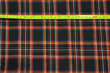 Load image into Gallery viewer, Irish Black Tartan Fabric | Black and Red Plaid Checker | 60&quot; Wide | Poly Rayon Kilt | Decor, Napkins, Scarves, Costumes, Blanket, Face Mask, Kilt | My Textile Fabric 
