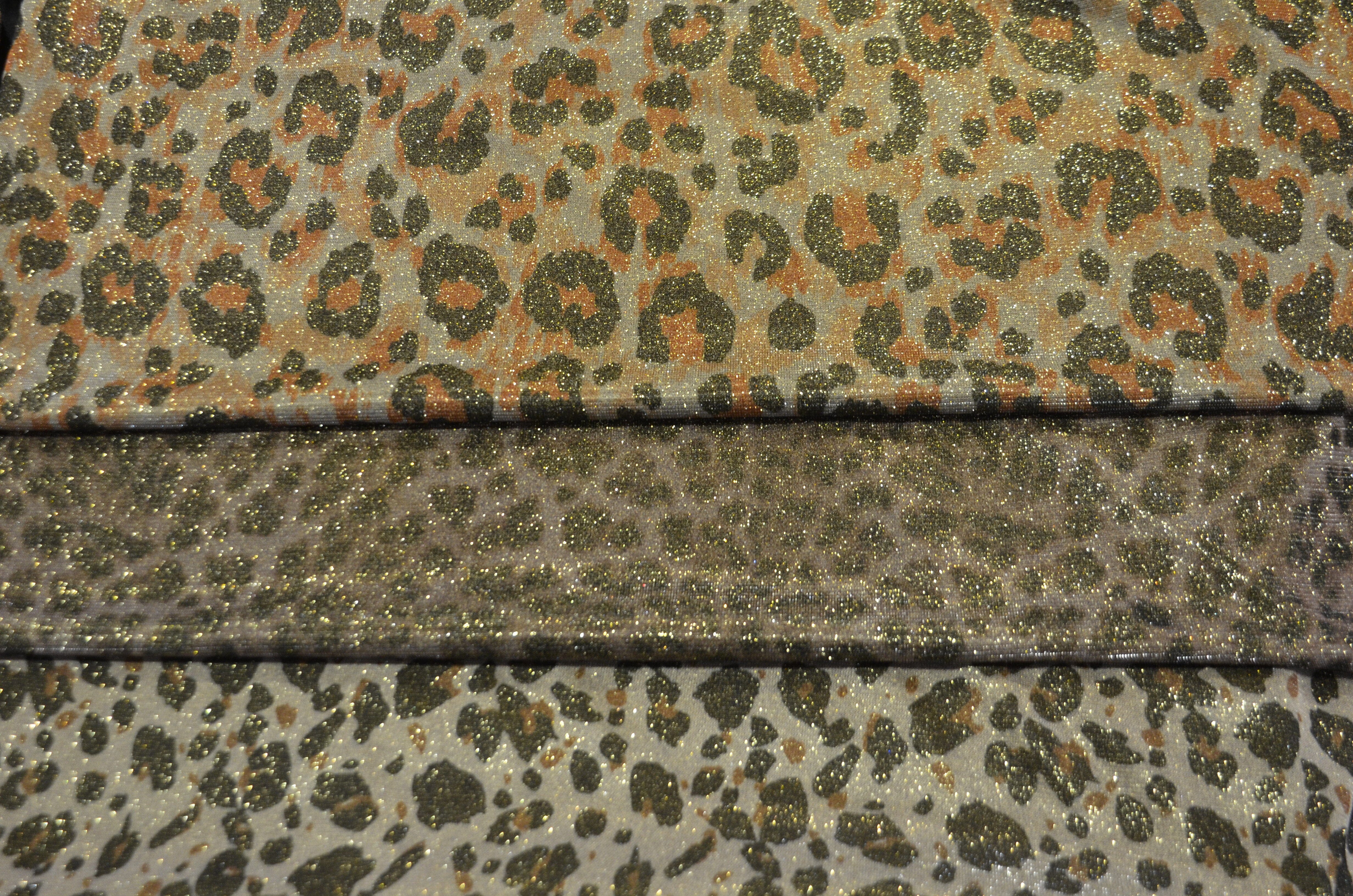 Animal Stretch Glimmer Knit Fabric | Cheetah | Leopard | Tiger | 2 Way Stretch | 56" Wide | Metallic Glitter Spandex Knit Fabric | Fabric mytextilefabric 