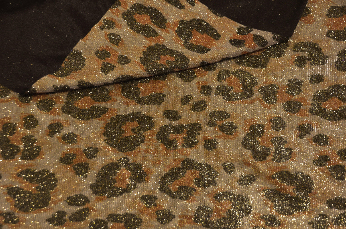 Animal Stretch Glimmer Knit Fabric | Cheetah | Leopard | Tiger | 2 Way Stretch | 56" Wide | Metallic Glitter Spandex Knit Fabric | Fabric mytextilefabric 3"x3" Sample Swatch Tiger Animal Print 