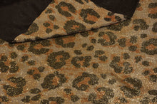 Load image into Gallery viewer, Animal Stretch Glimmer Knit Fabric | Cheetah | Leopard | Tiger | 2 Way Stretch | 56&quot; Wide | Metallic Glitter Spandex Knit Fabric | Fabric mytextilefabric 3&quot;x3&quot; Sample Swatch Tiger Animal Print 