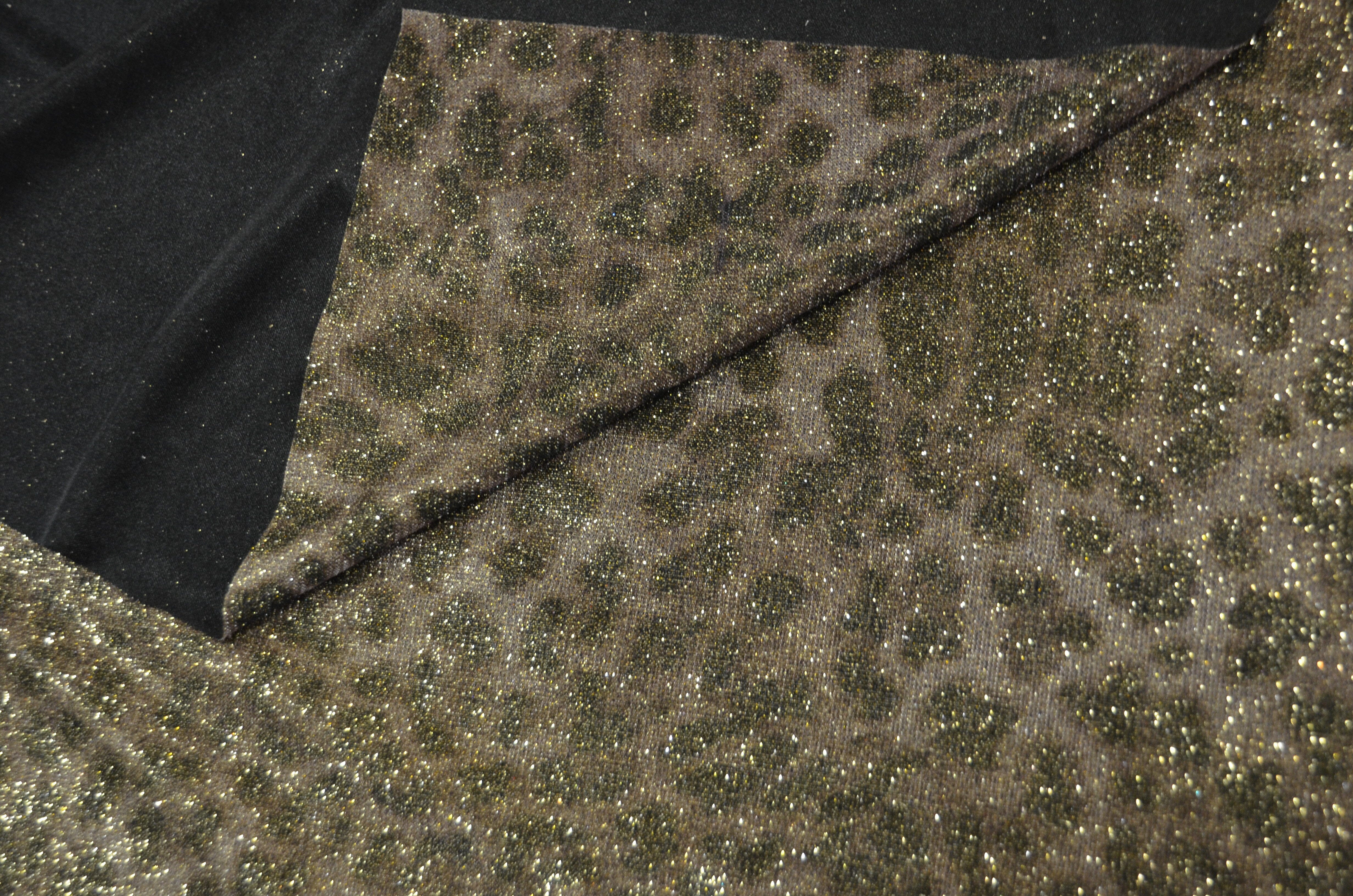Animal Stretch Glimmer Knit Fabric | Cheetah | Leopard | Tiger | 2 Way Stretch | 56" Wide | Metallic Glitter Spandex Knit Fabric | Fabric mytextilefabric 3"x3" Sample Swatch Metallic Cheetah Animal Print 