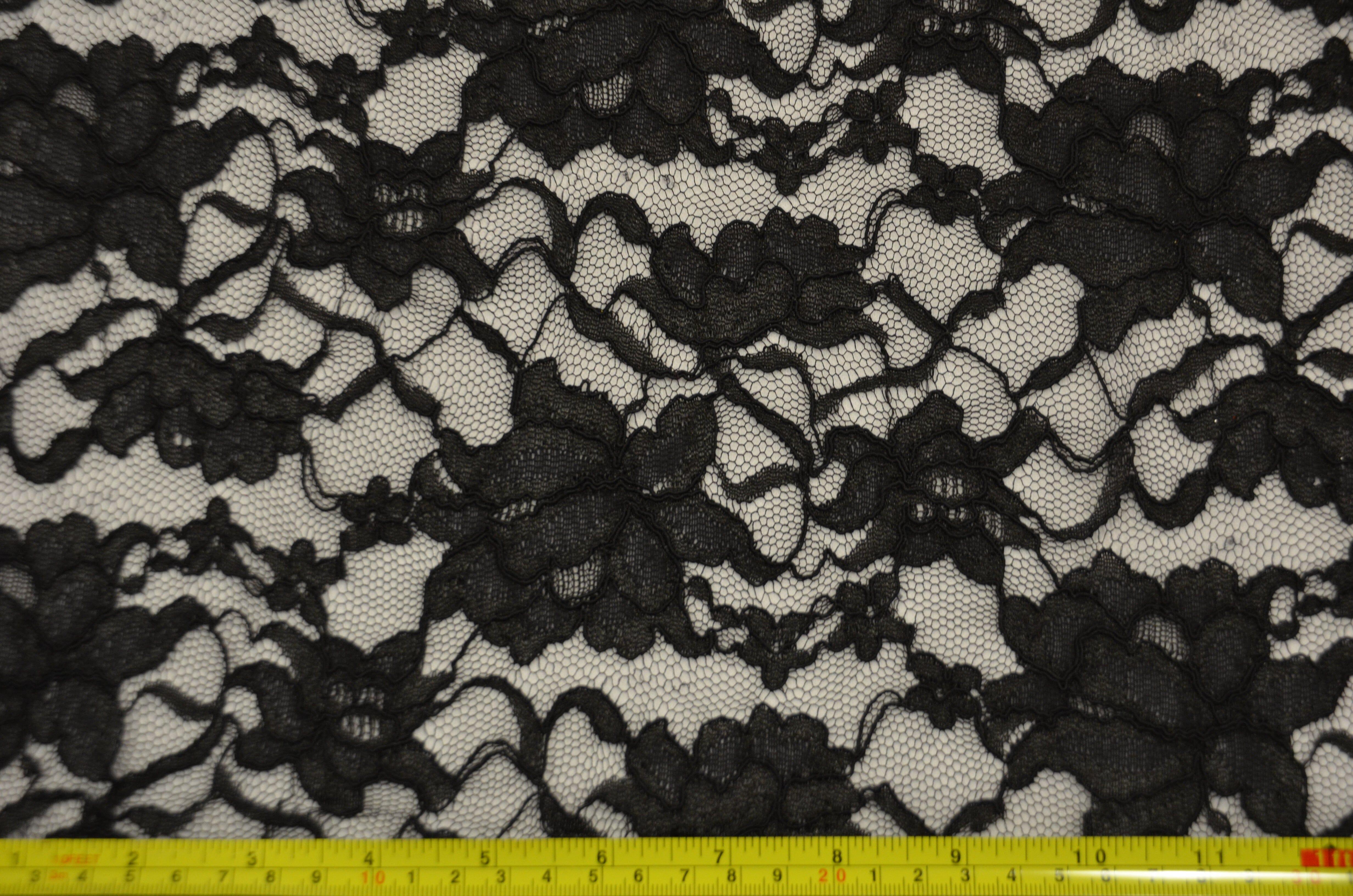 Black Lace Fabric Double Sided Scalloped Lace in Black Heavy Scall My Textile Fabric