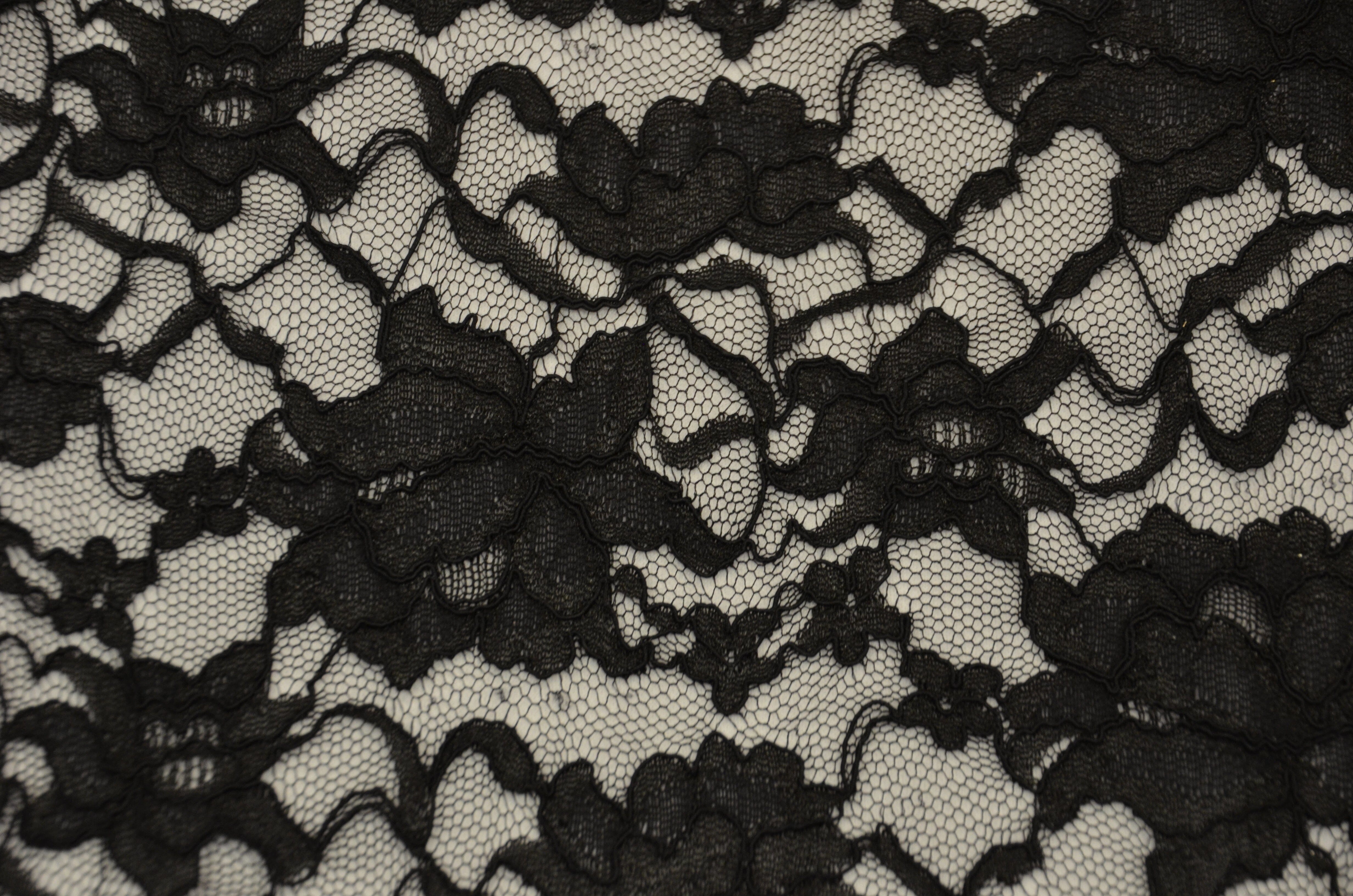 Black Lace Fabric | Double Sided Scalloped Lace in Black | Heavy Scallop Lace | 6 oz | 58/60" Wide | Fabric newtextilefabric 
